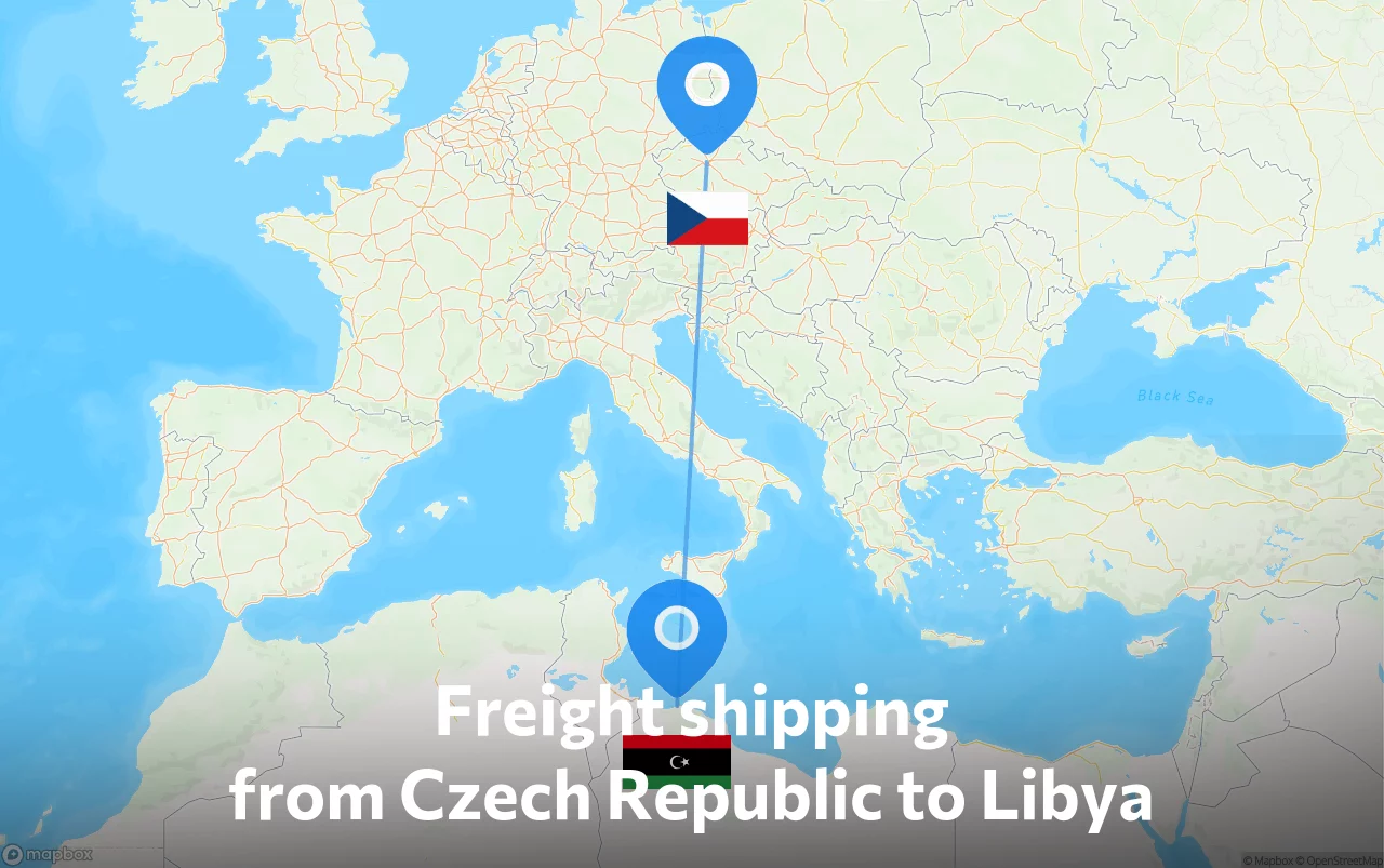 Shipping route from Czech Republic to Libya