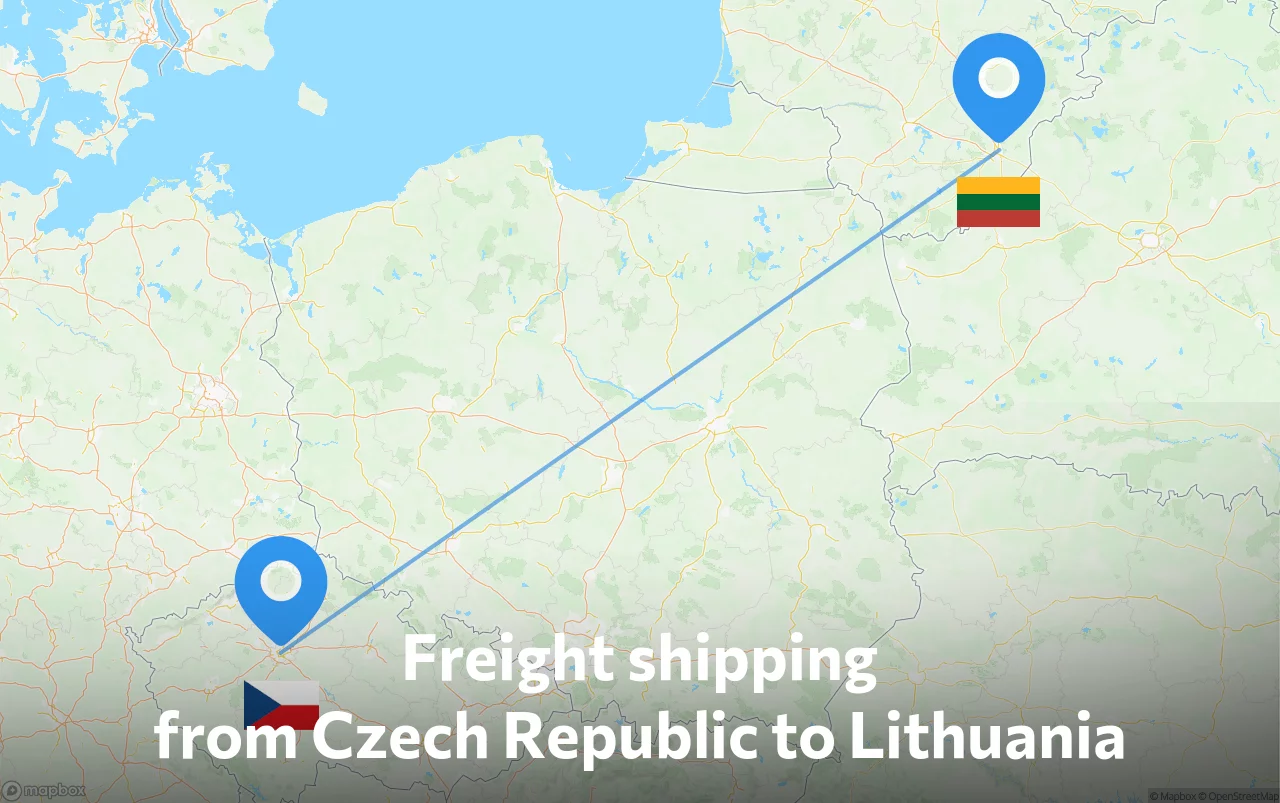 Shipping route from Czech Republic to Lithuania