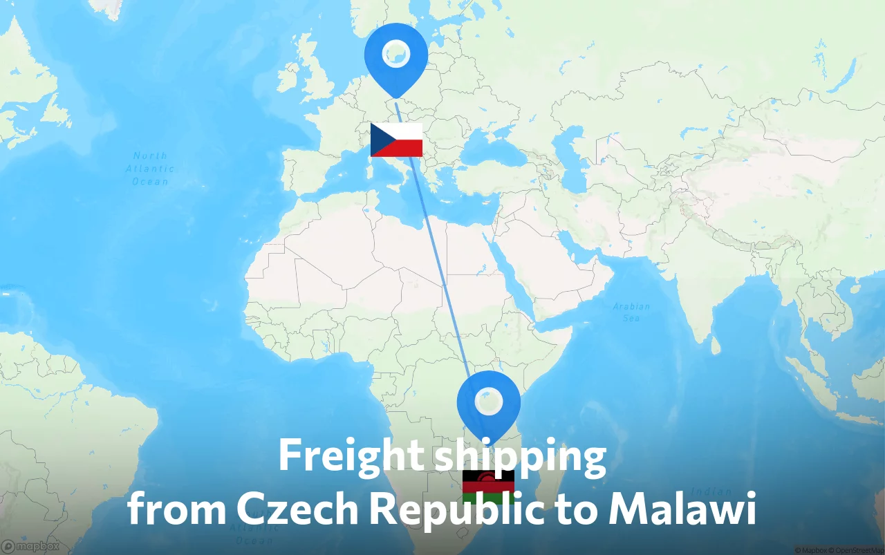 Shipping route from Czech Republic to Malawi