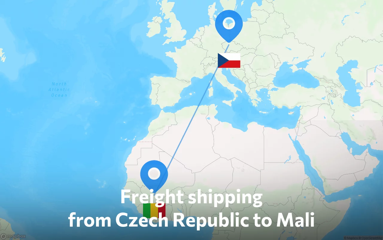 Shipping route from Czech Republic to Mali