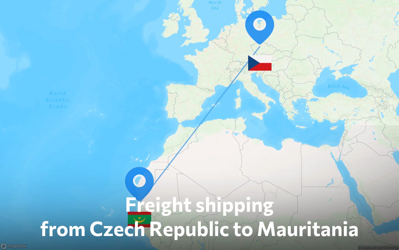 Shipping route from Czech Republic to Mauritania
