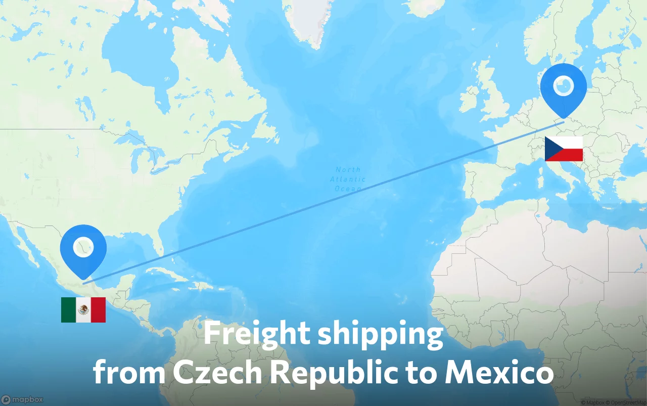 Shipping route from Czech Republic to Mexico
