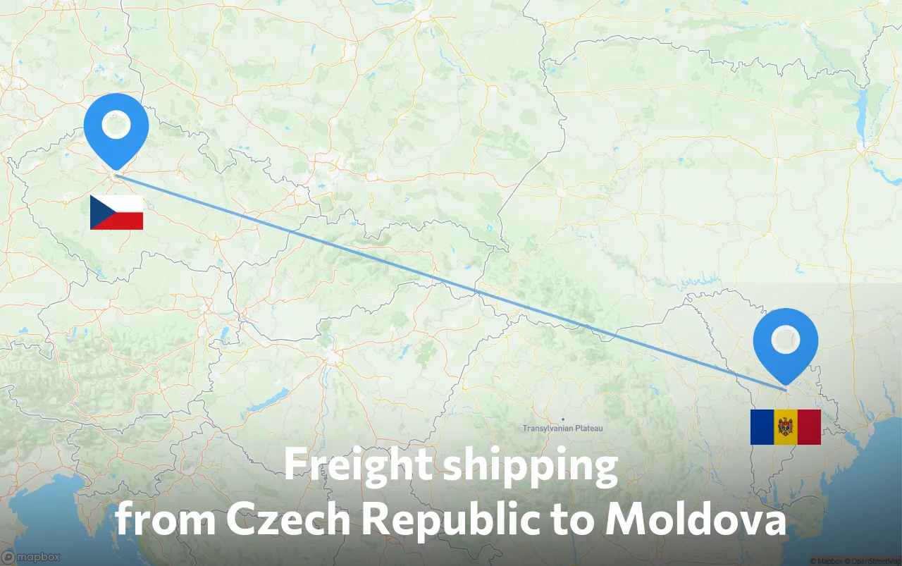 Shipping route from Czech Republic to Moldova