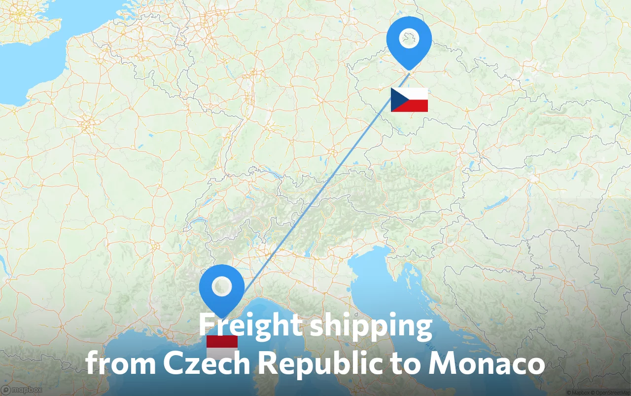 Shipping route from Czech Republic to Monaco