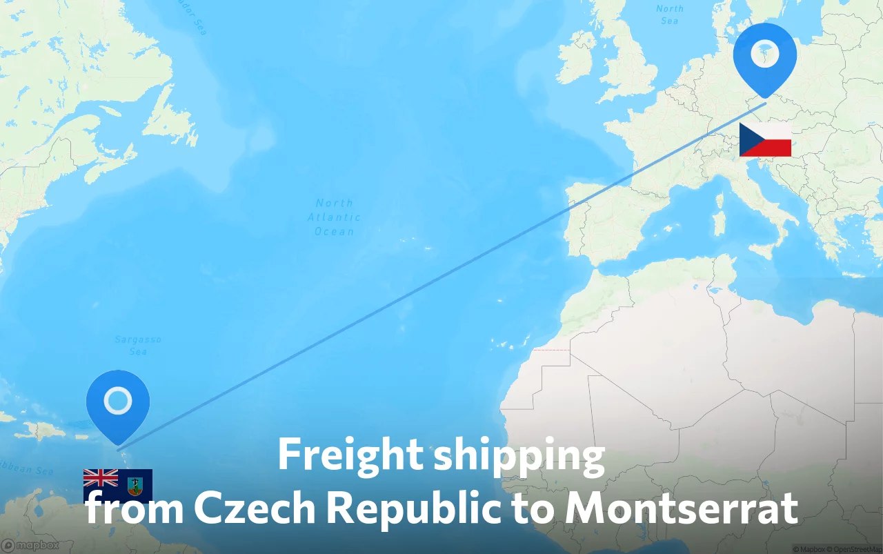 Shipping route from Czech Republic to Montserrat