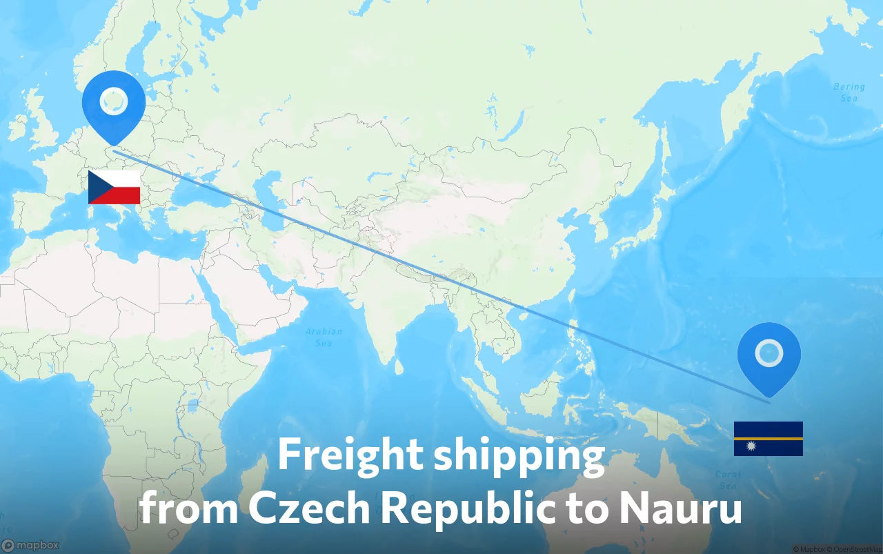 Shipping route from Czech Republic to Nauru