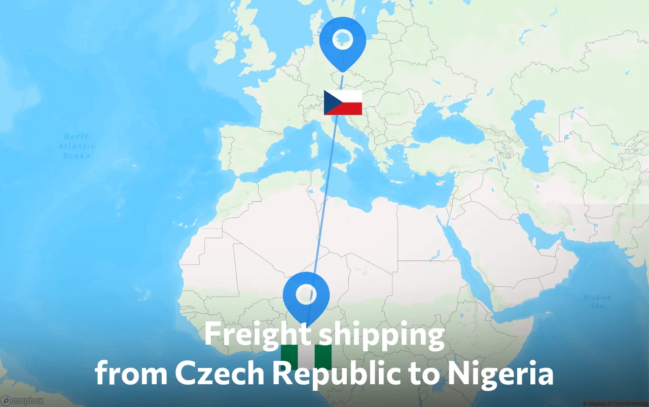 Shipping route from Czech Republic to Nigeria