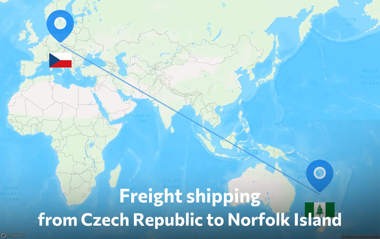 Shipping route from Czech Republic to Norfolk Island