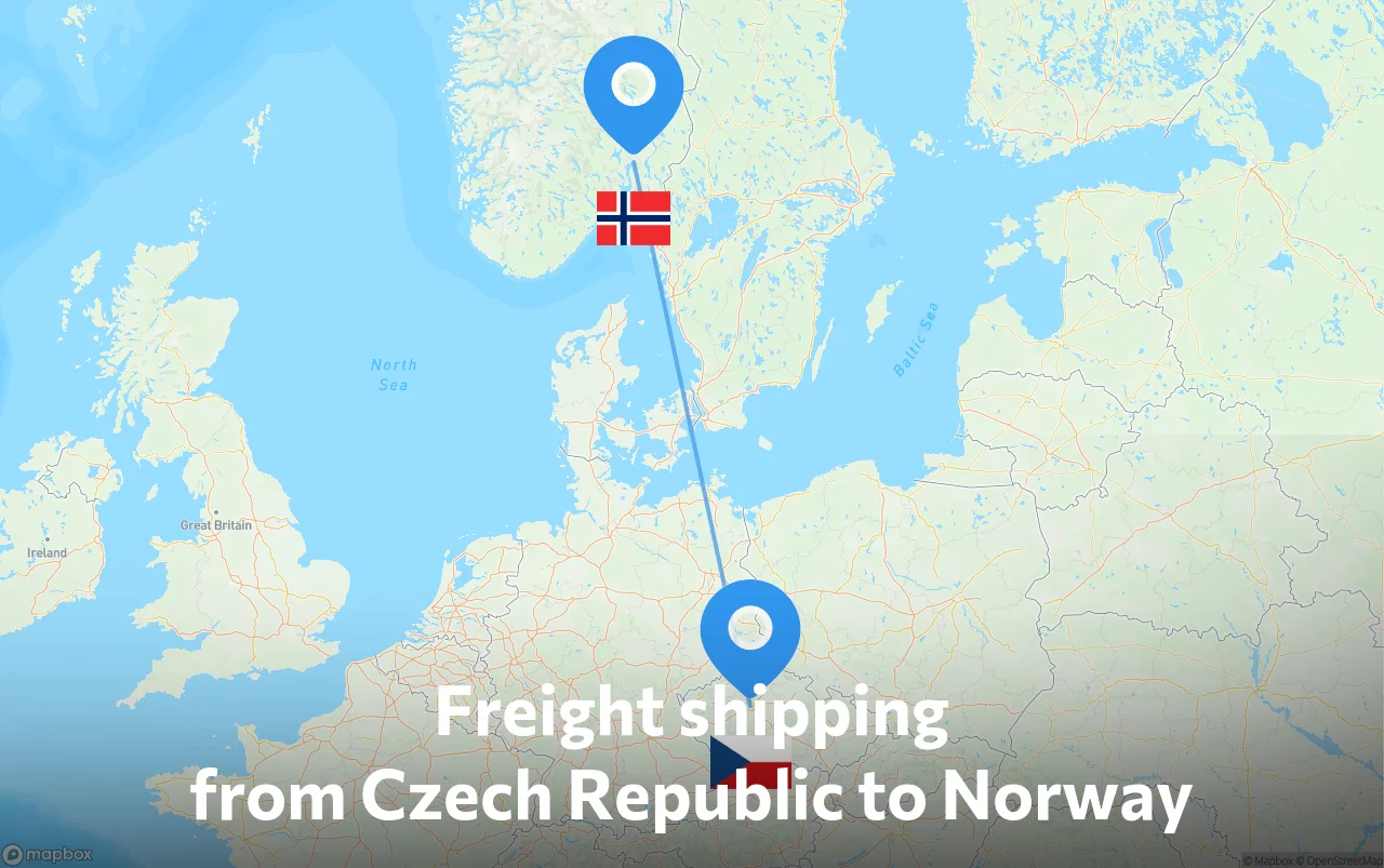 Shipping route from Czech Republic to Norway