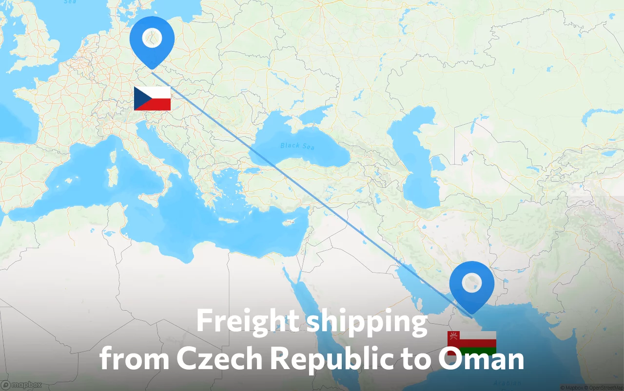 Shipping route from Czech Republic to Oman