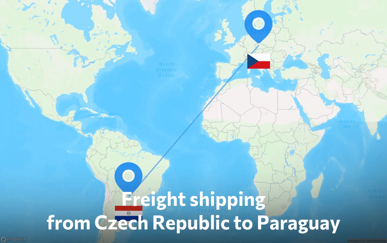 Shipping route from Czech Republic to Paraguay