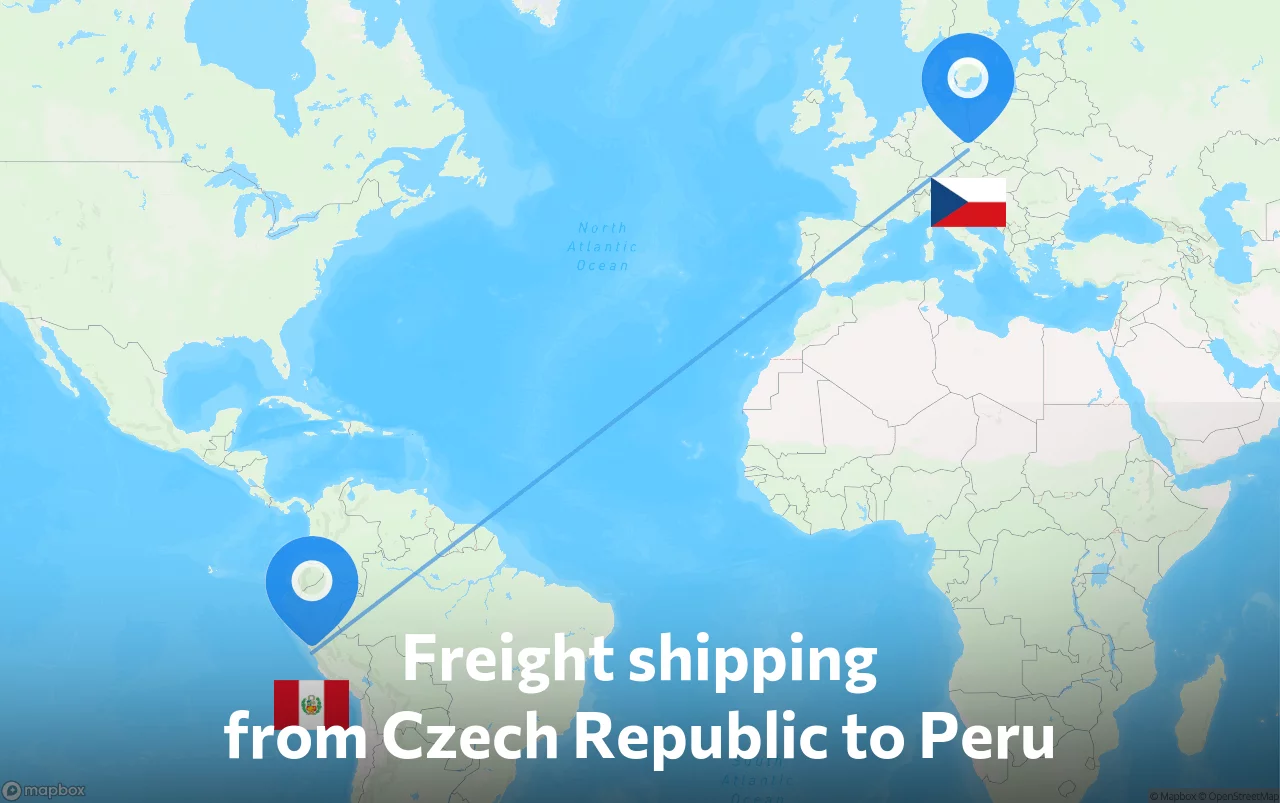 Shipping route from Czech Republic to Peru
