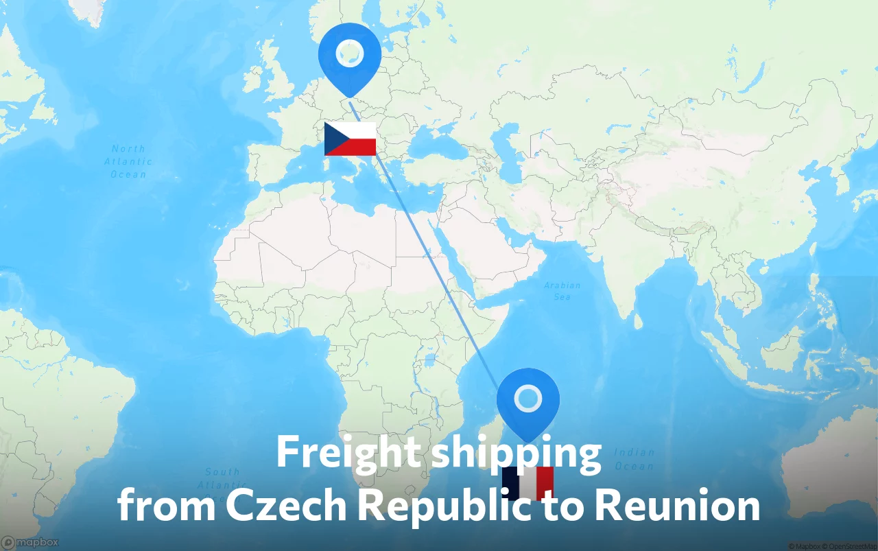 Shipping route from Czech Republic to Reunion