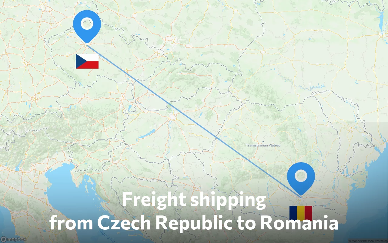 Shipping route from Czech Republic to Romania