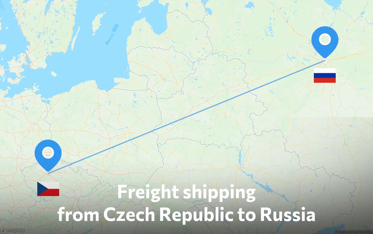 Shipping route from Czech Republic to Russia