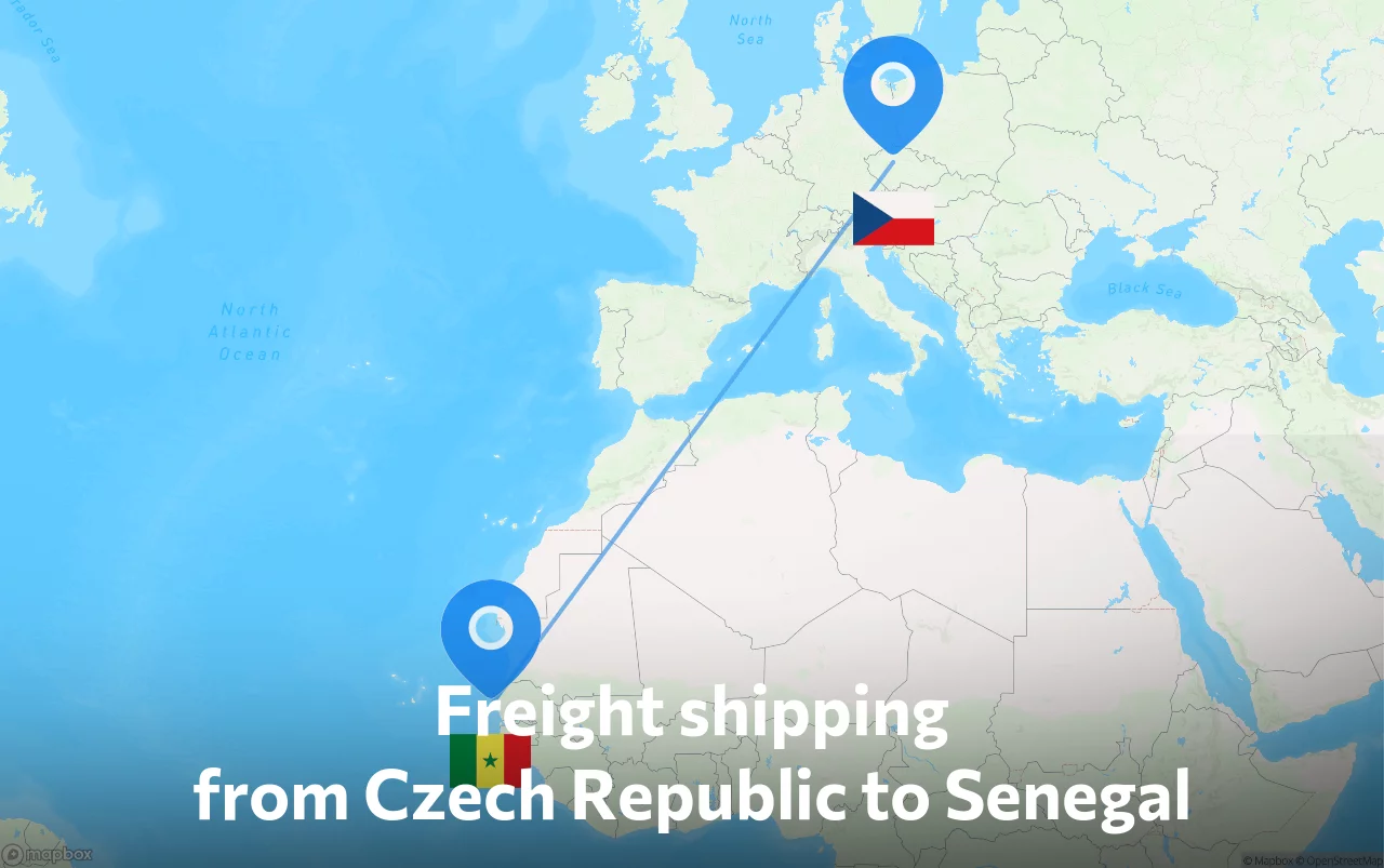 Shipping route from Czech Republic to Senegal