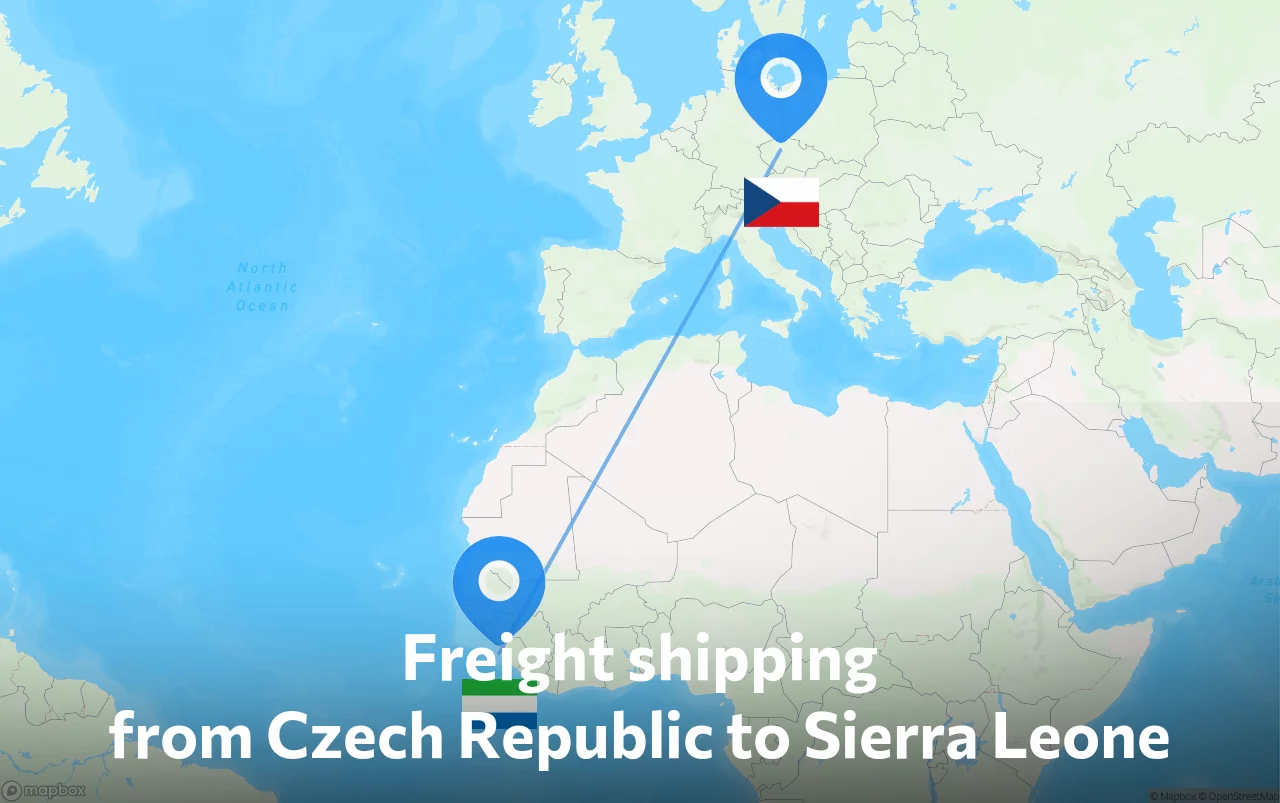 Shipping route from Czech Republic to Sierra Leone
