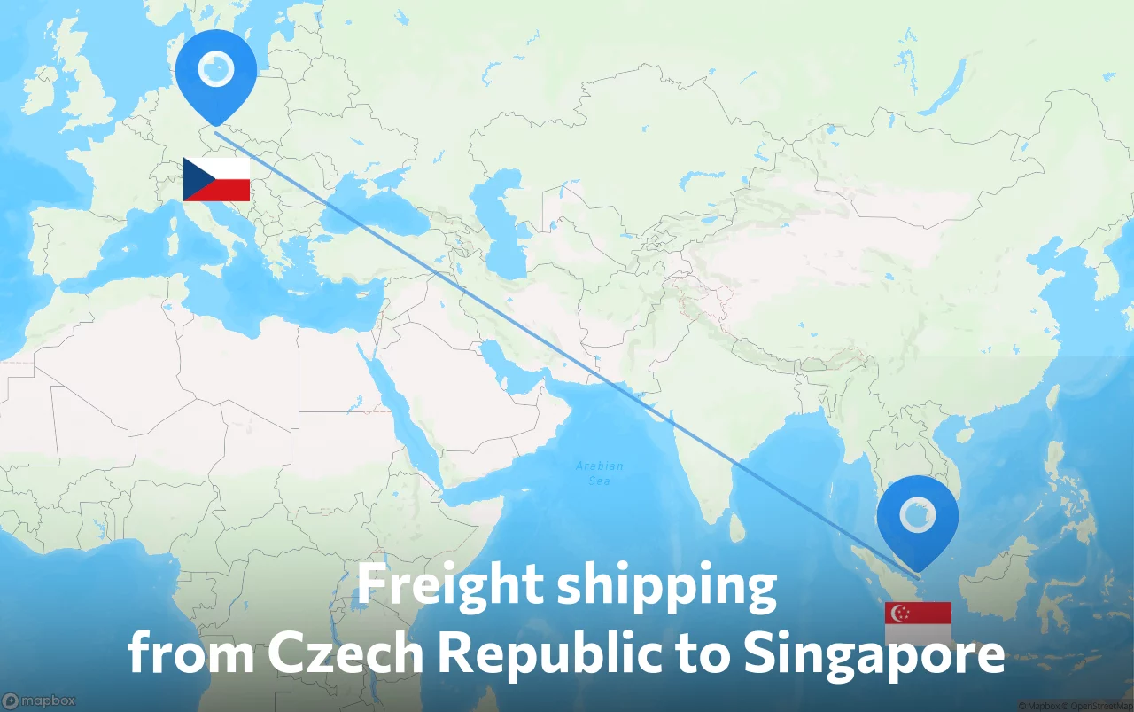 Shipping route from Czech Republic to Singapore