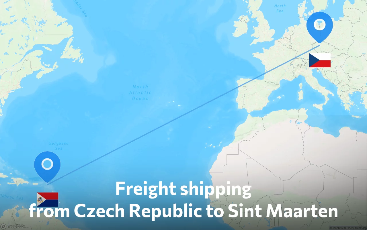 Shipping route from Czech Republic to Sint Maarten