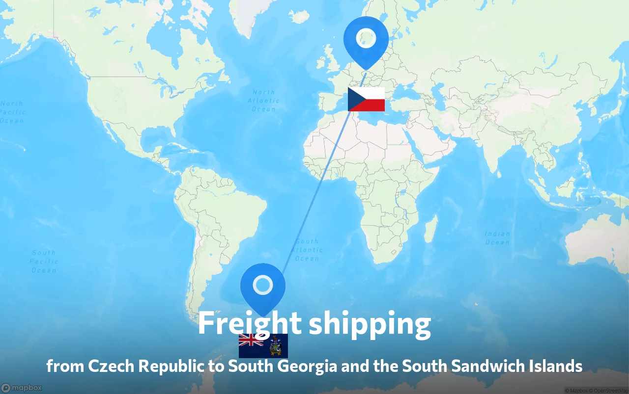 Shipping route from Czech Republic to South Georgia and the South Sandwich Islands