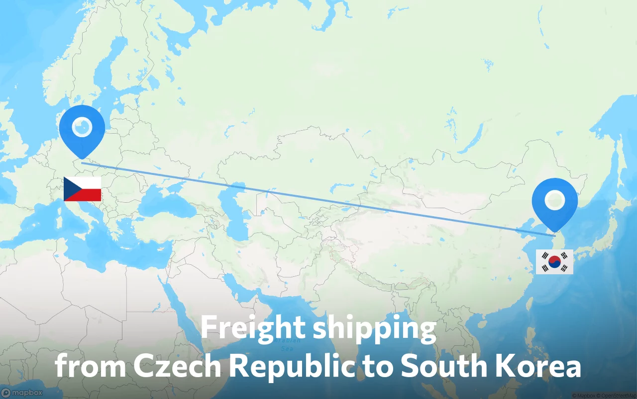 Shipping route from Czech Republic to South Korea
