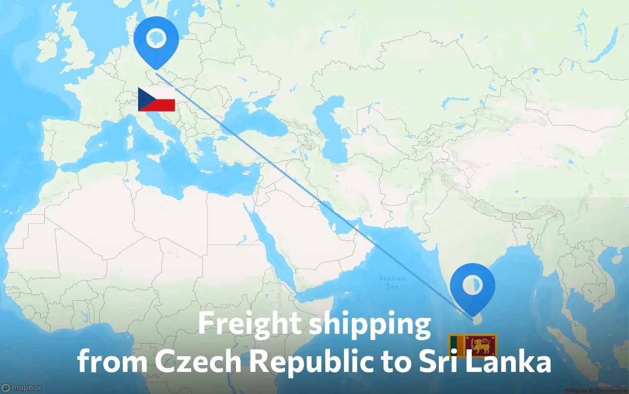 Shipping route from Czech Republic to Sri Lanka