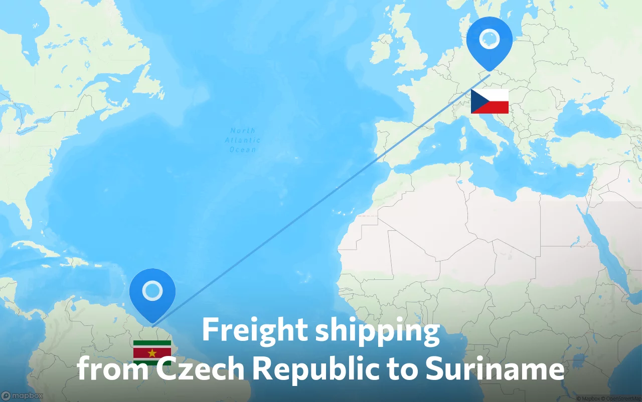 Shipping route from Czech Republic to Suriname