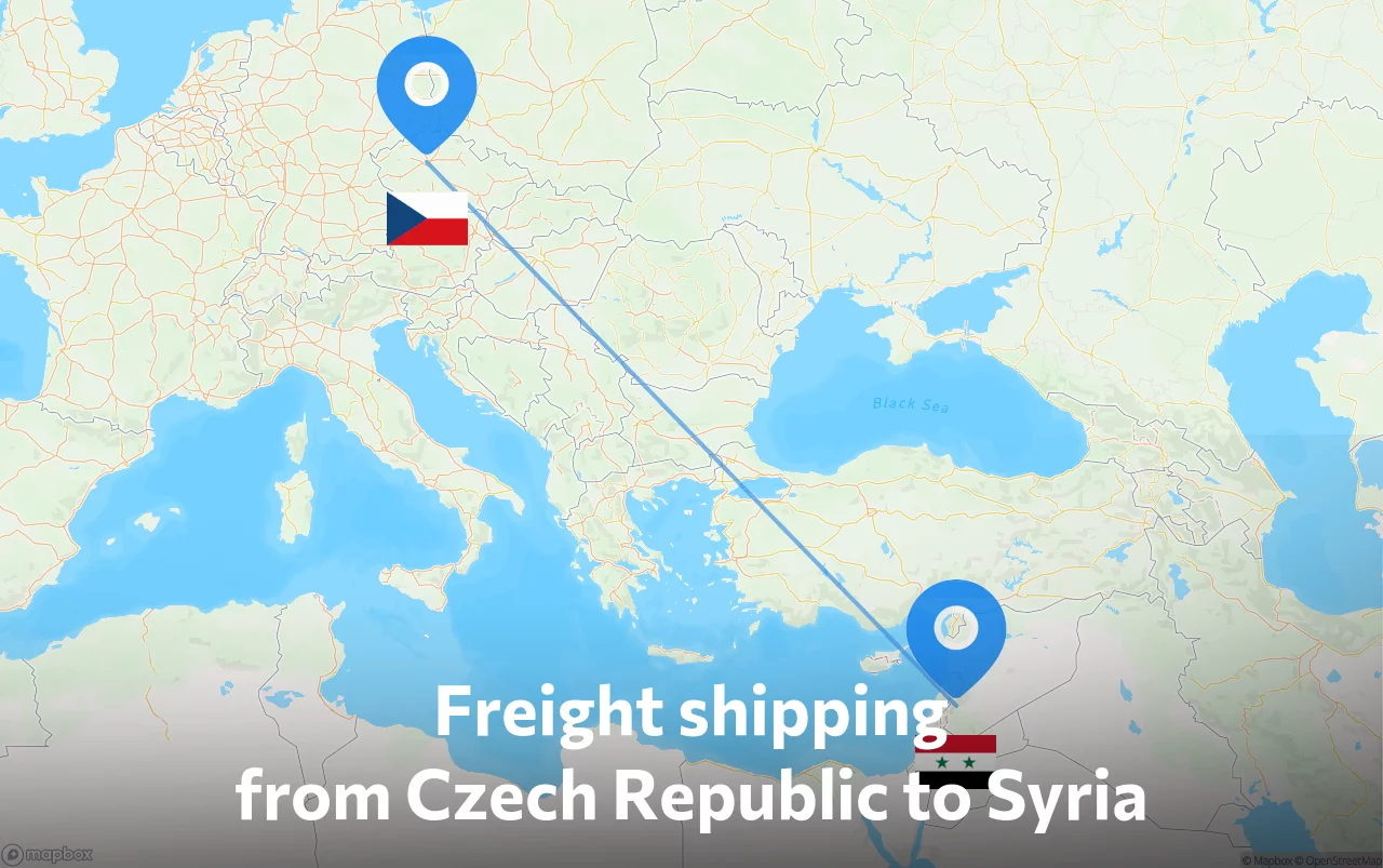 Shipping route from Czech Republic to Syria