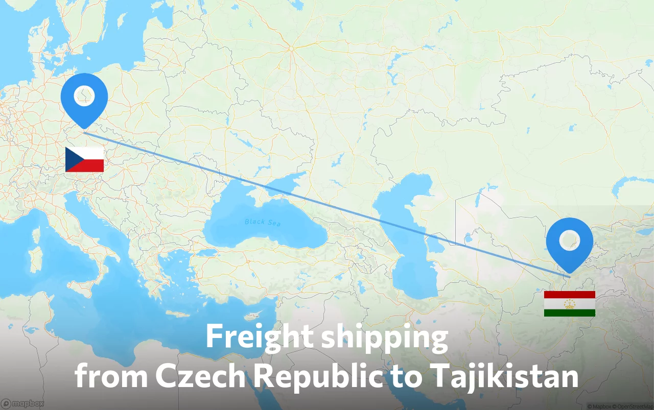Shipping route from Czech Republic to Tajikistan