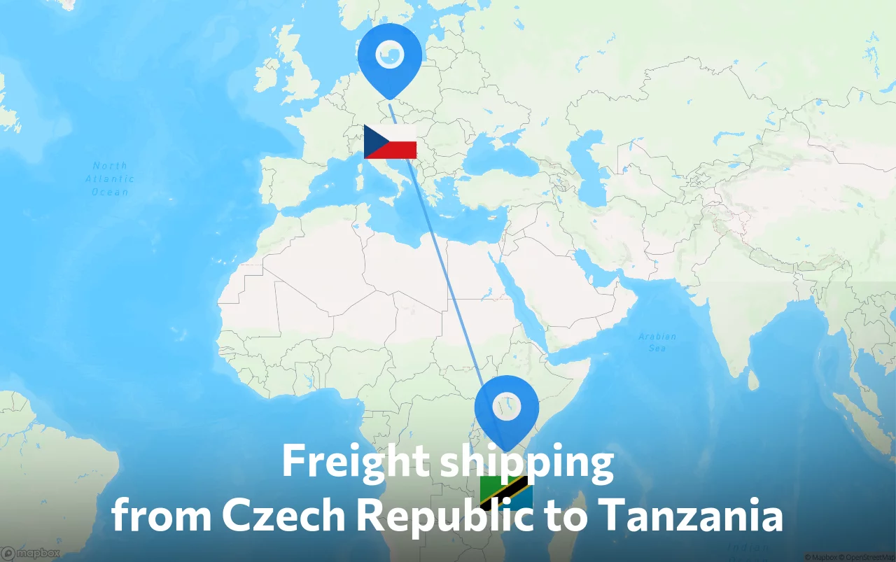 Shipping route from Czech Republic to Tanzania
