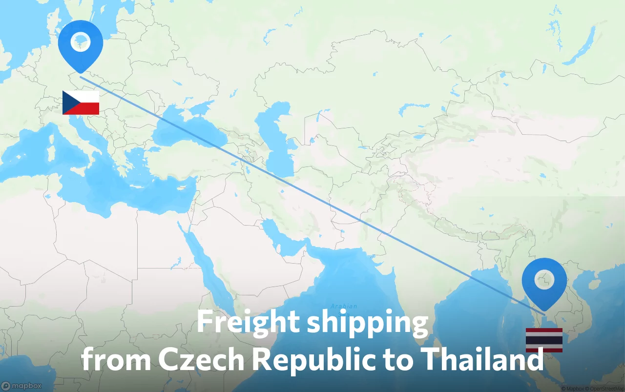 Shipping route from Czech Republic to Thailand