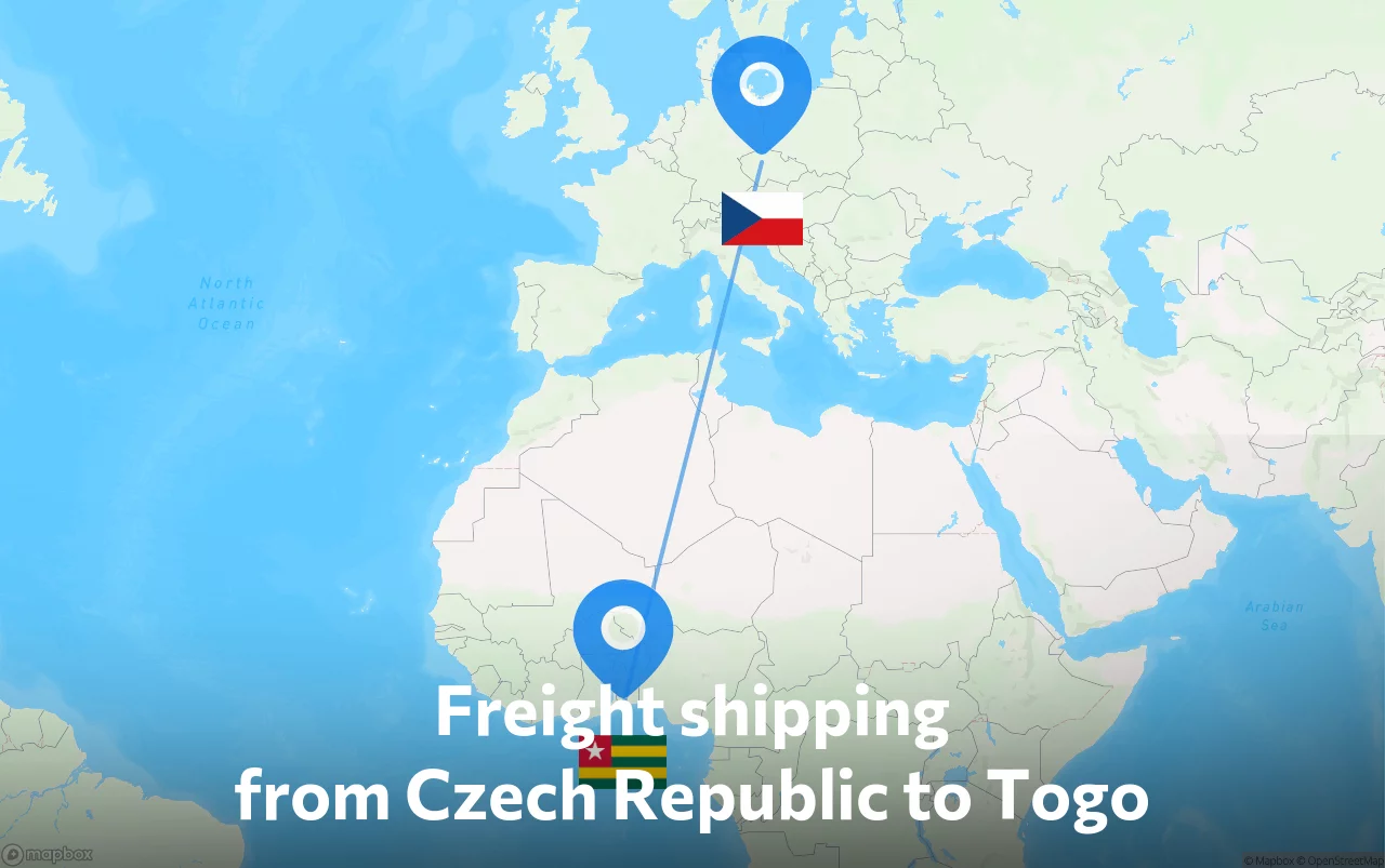 Shipping route from Czech Republic to Togo