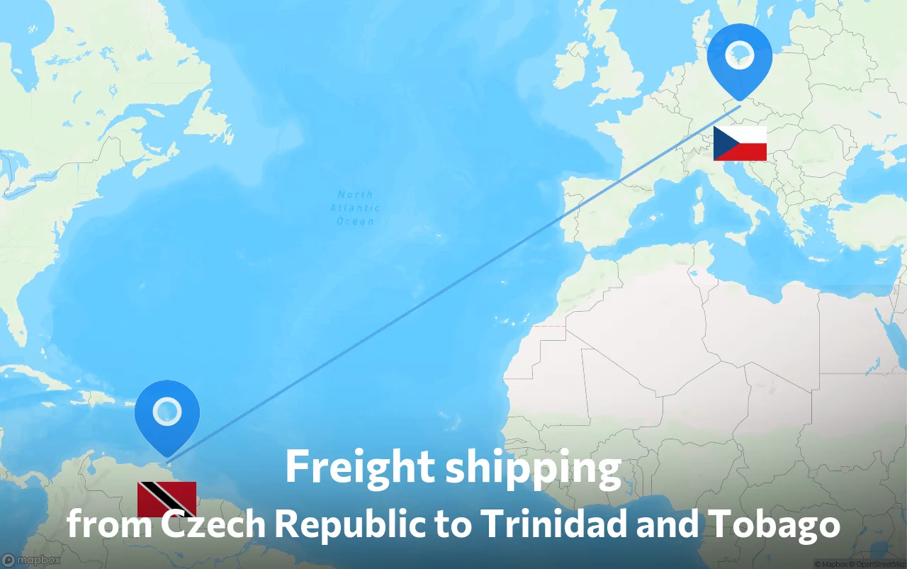 Shipping route from Czech Republic to Trinidad and Tobago
