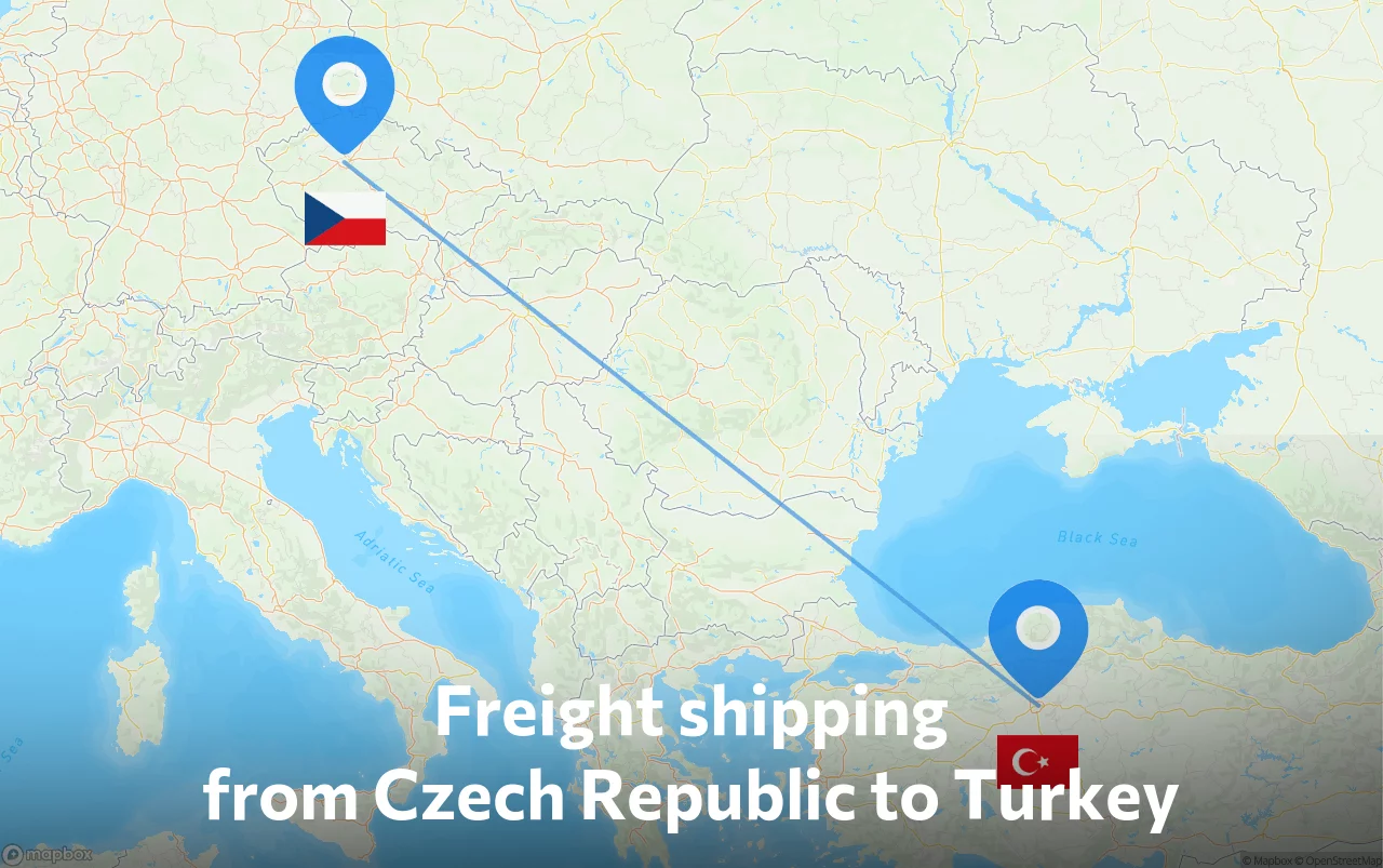 Shipping route from Czech Republic to Turkey