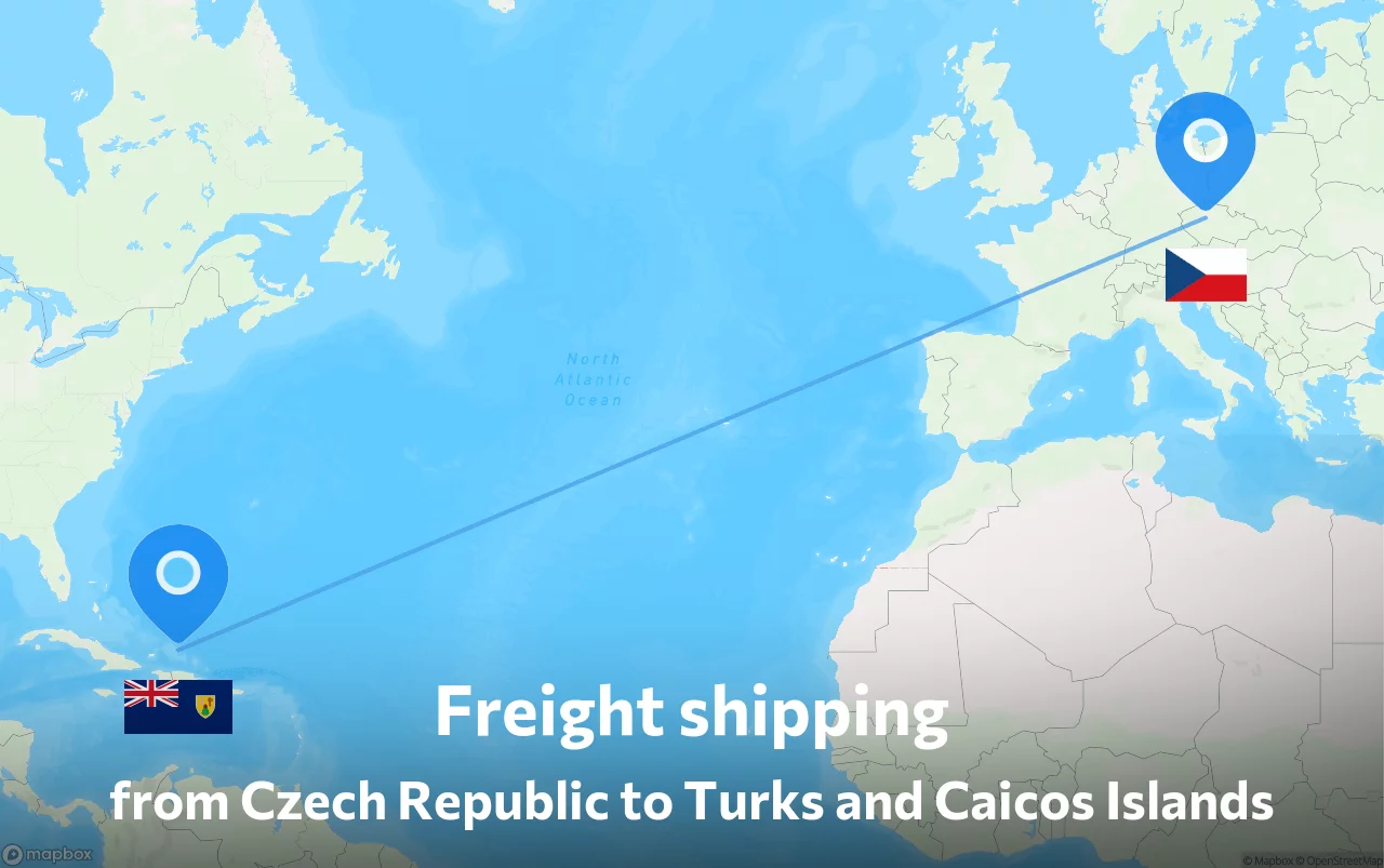 Shipping route from Czech Republic to Turks and Caicos Islands