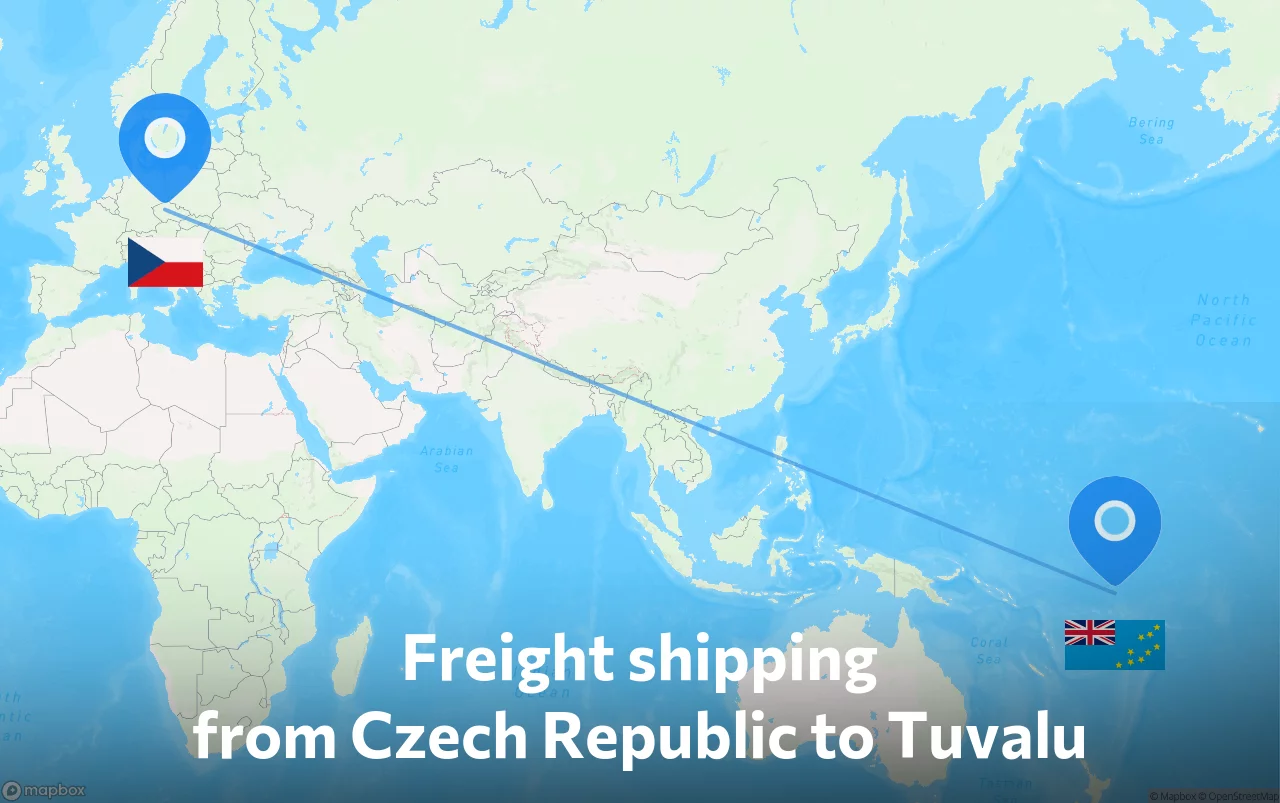 Shipping route from Czech Republic to Tuvalu
