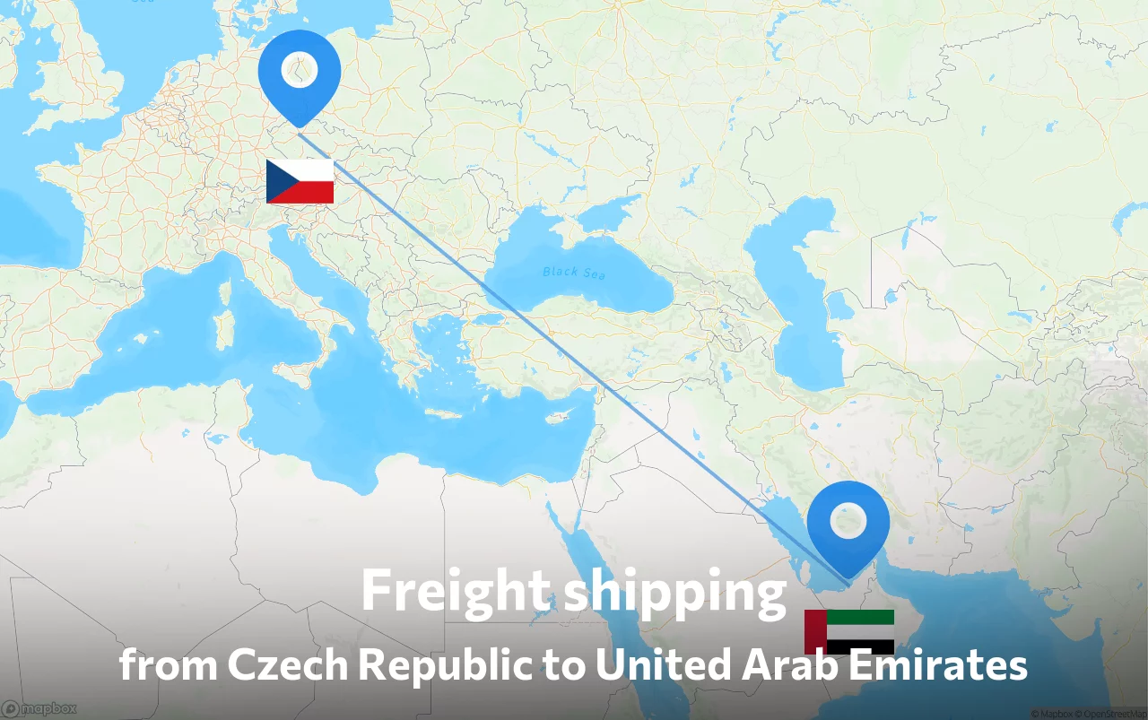 Shipping route from Czech Republic to United Arab Emirates