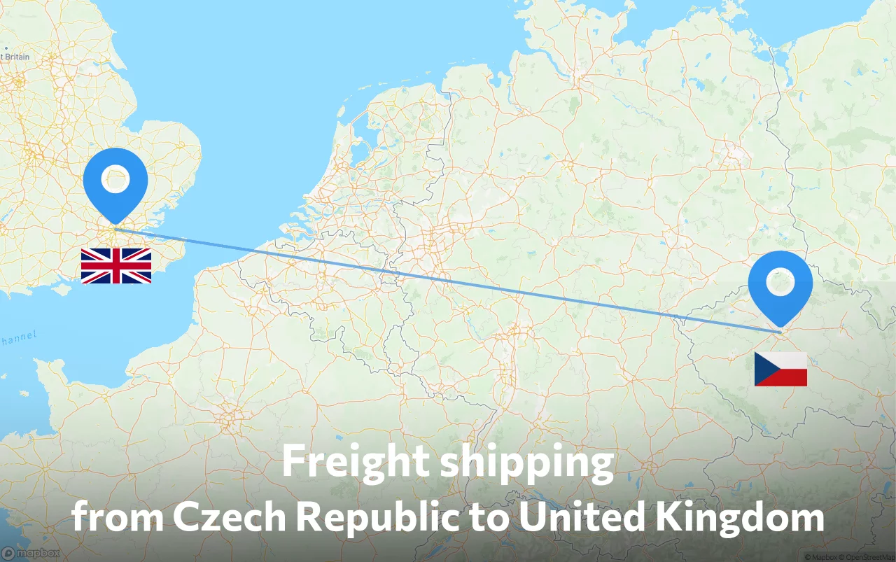 Shipping route from Czech Republic to United Kingdom