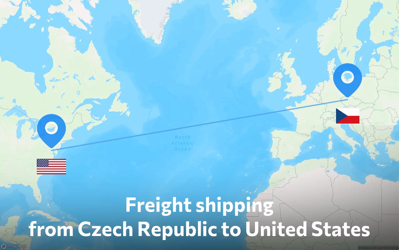 Shipping route from Czech Republic to United States