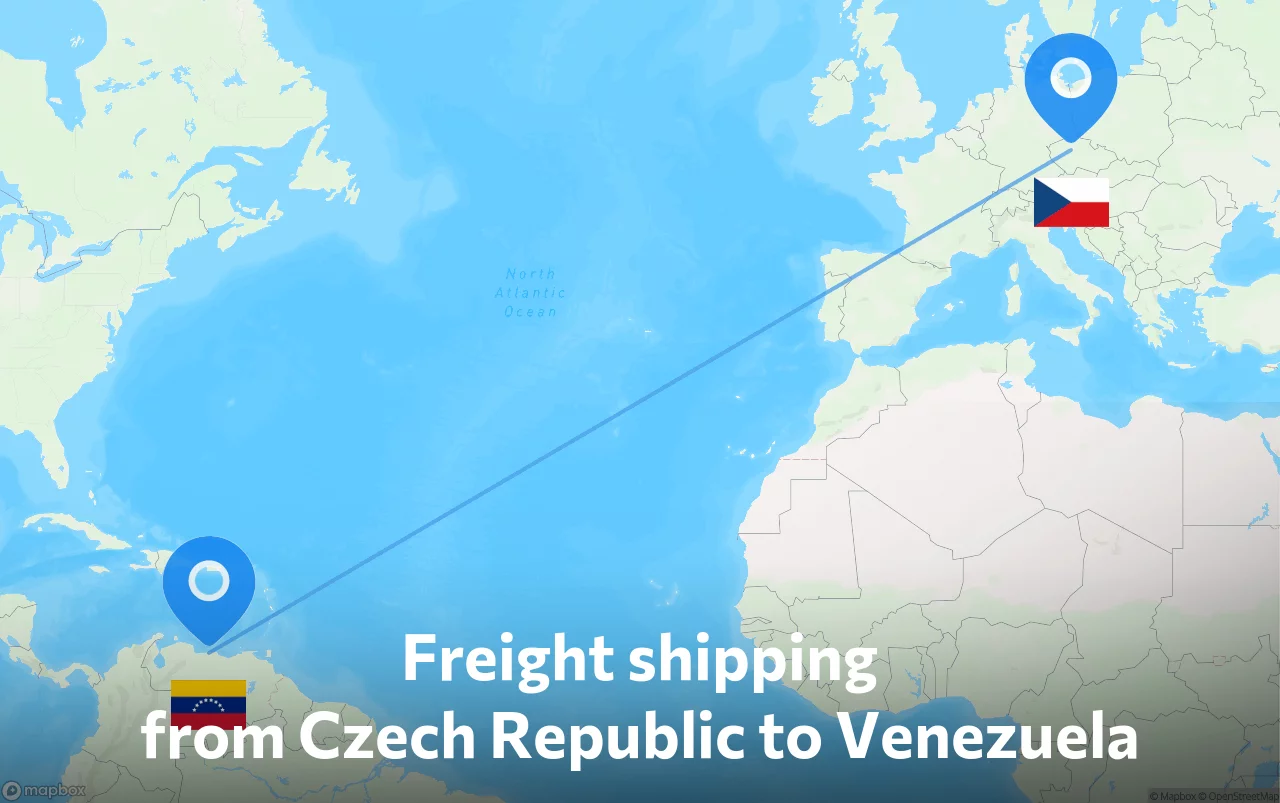 Shipping route from Czech Republic to Venezuela