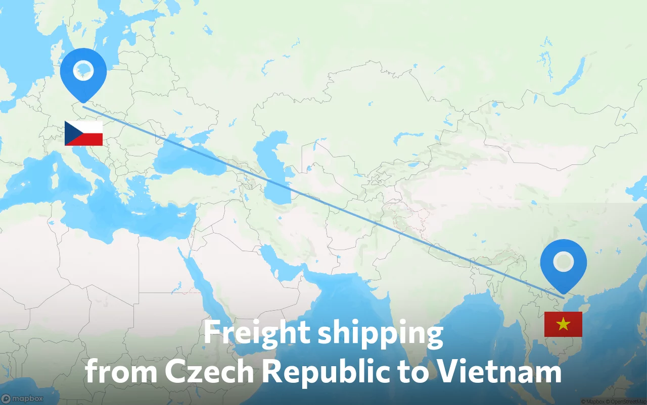 Shipping route from Czech Republic to Vietnam