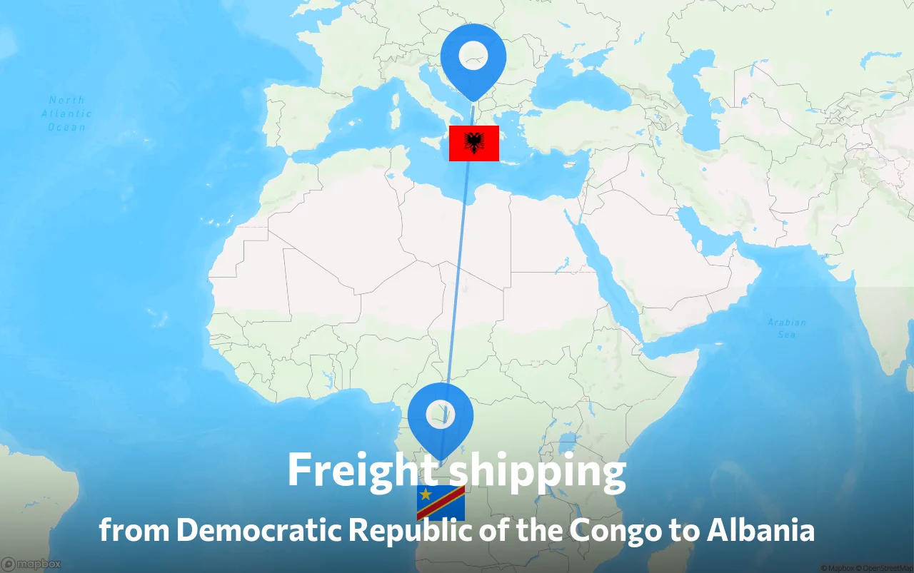 Shipping route from Democratic Republic of the Congo to Albania