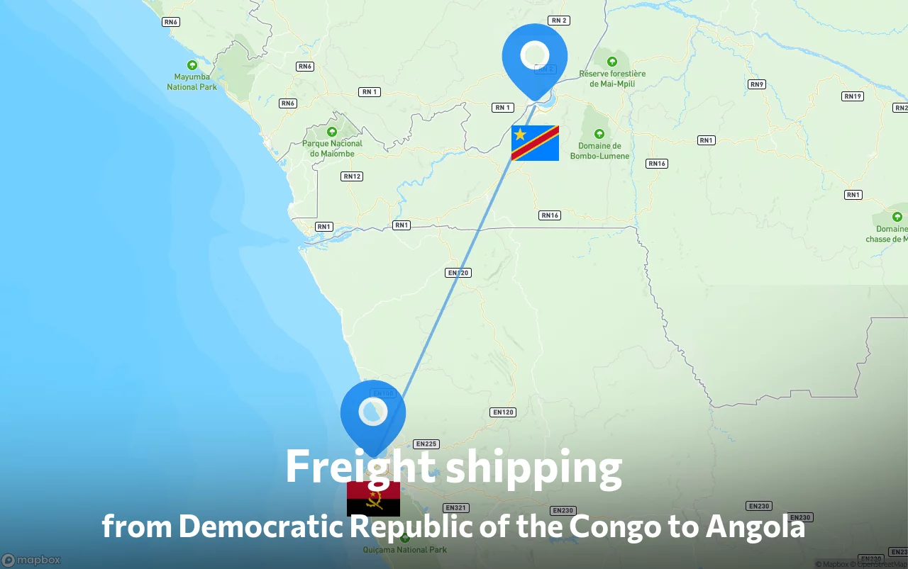 Shipping route from Democratic Republic of the Congo to Angola