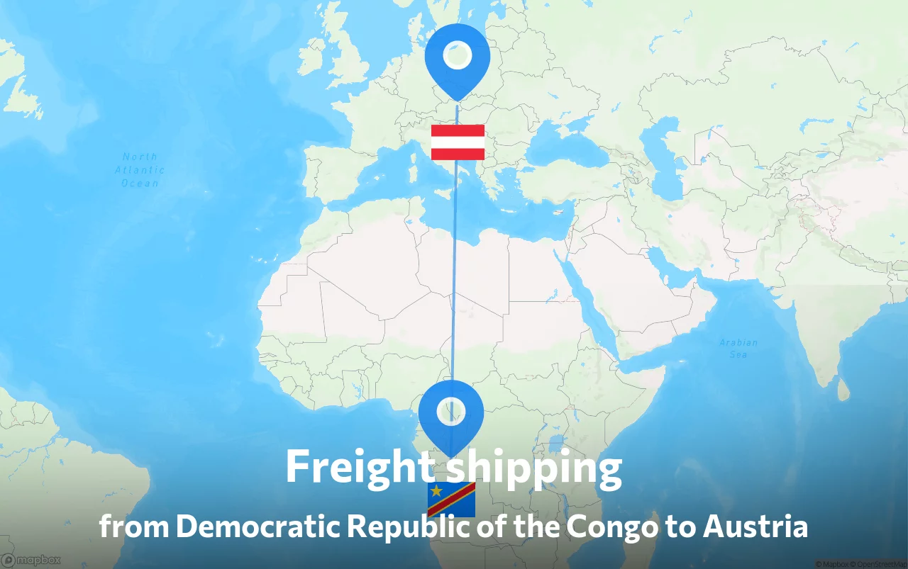 Shipping route from Democratic Republic of the Congo to Austria