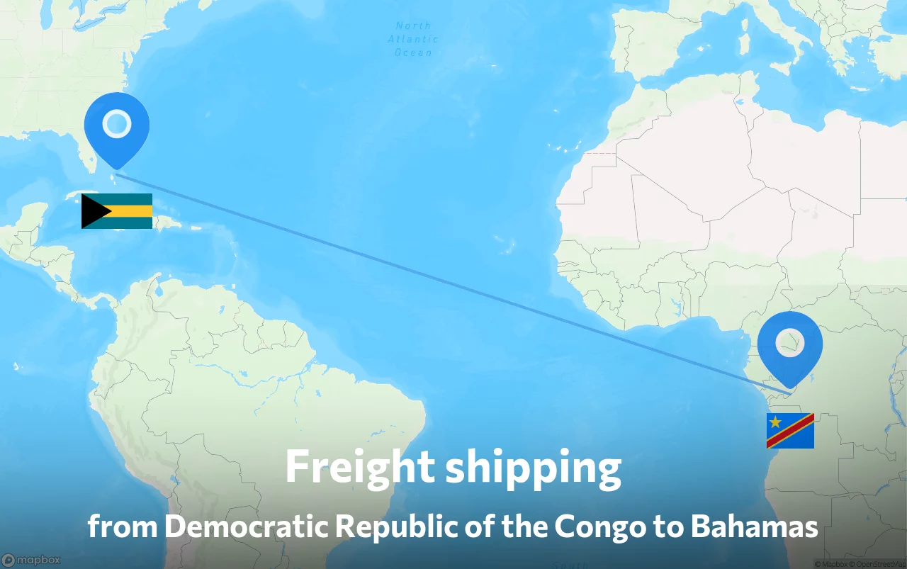 Shipping route from Democratic Republic of the Congo to Bahamas