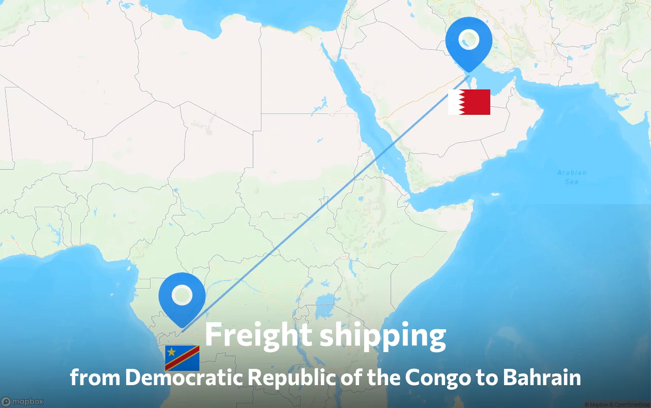 Shipping route from Democratic Republic of the Congo to Bahrain