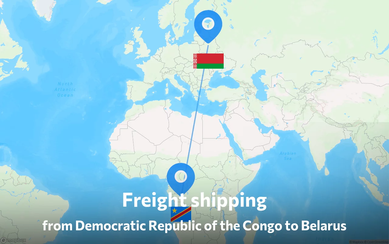 Shipping route from Democratic Republic of the Congo to Belarus