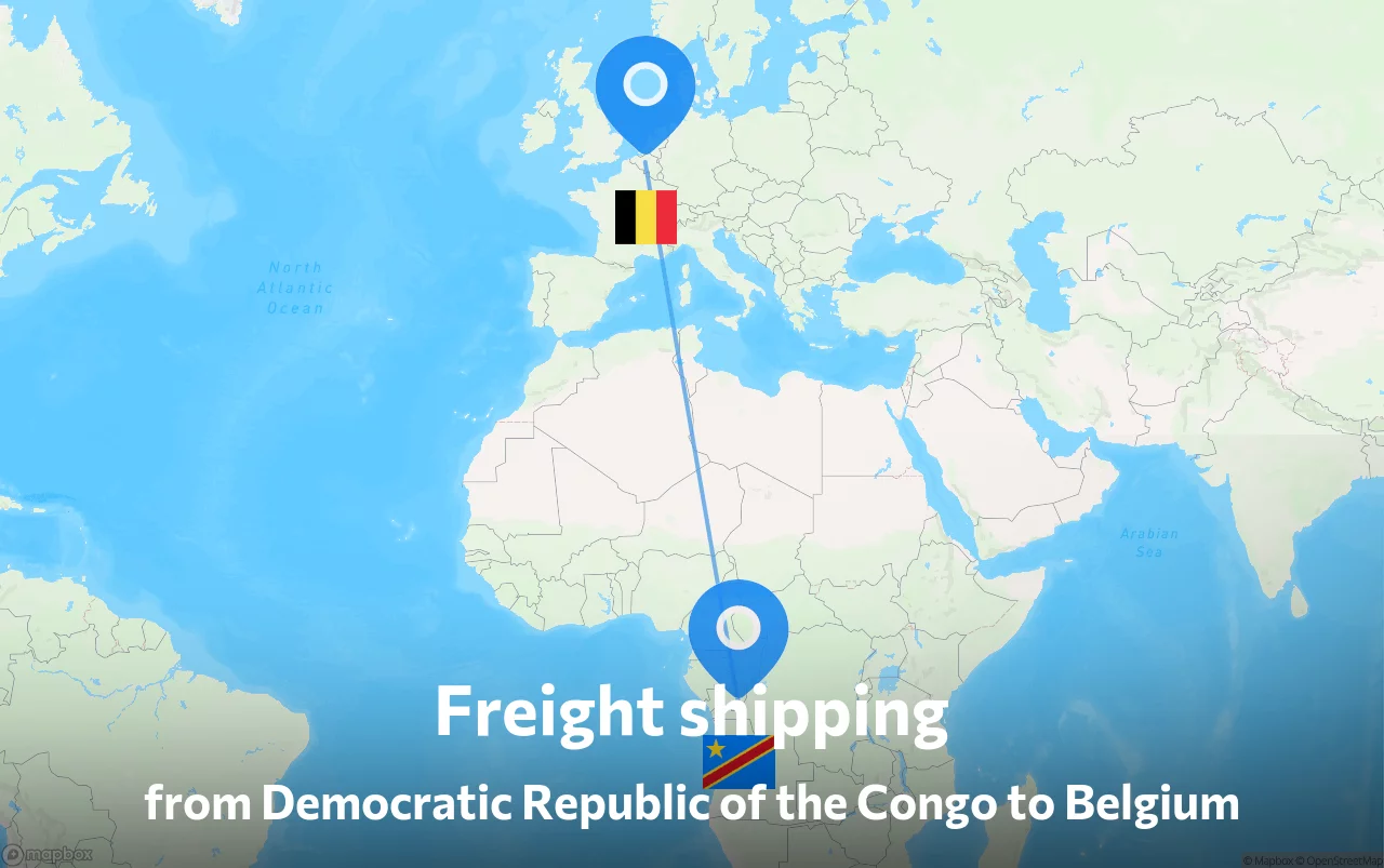 Shipping route from Democratic Republic of the Congo to Belgium