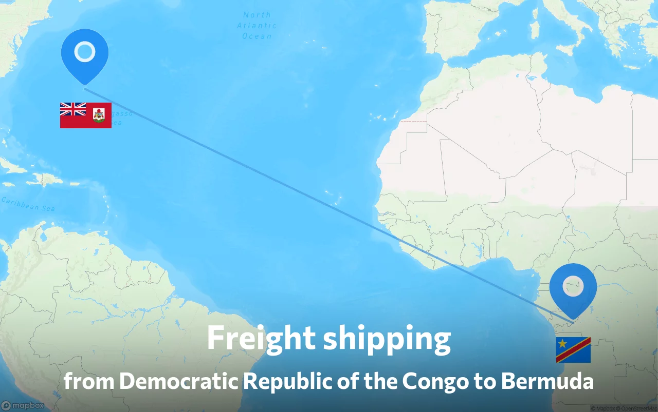 Shipping route from Democratic Republic of the Congo to Bermuda