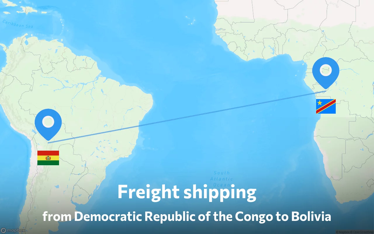 Shipping route from Democratic Republic of the Congo to Bolivia